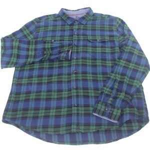 Woolrich Blue Green Plaid Long Sleeve Button Shirt